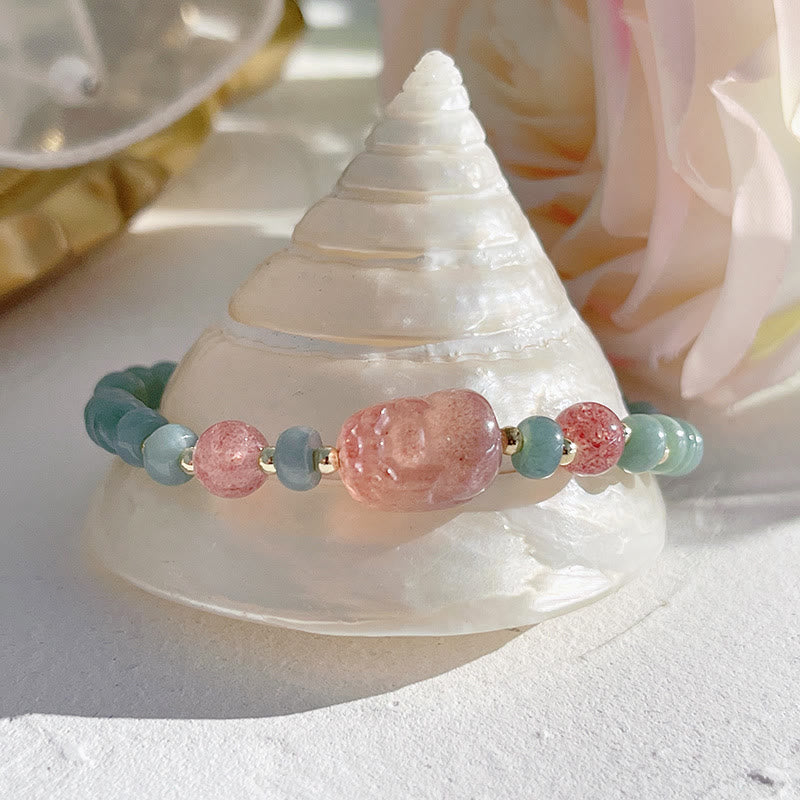 Natürliches Hetian-Jade-Wohlstandsarmband mit PiXiu-Anhänger