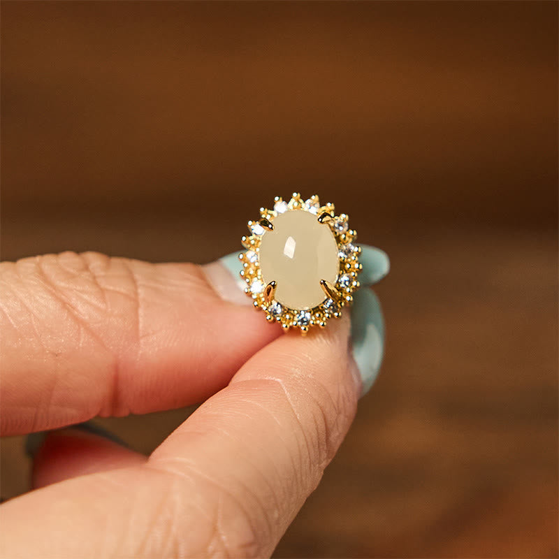 Natürliche Hetian Jade Wohlstandsohrringe mit Kupferbasis