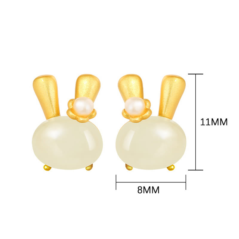 Natürliche Hetian Jade Kaninchen Perlen Ohrringe