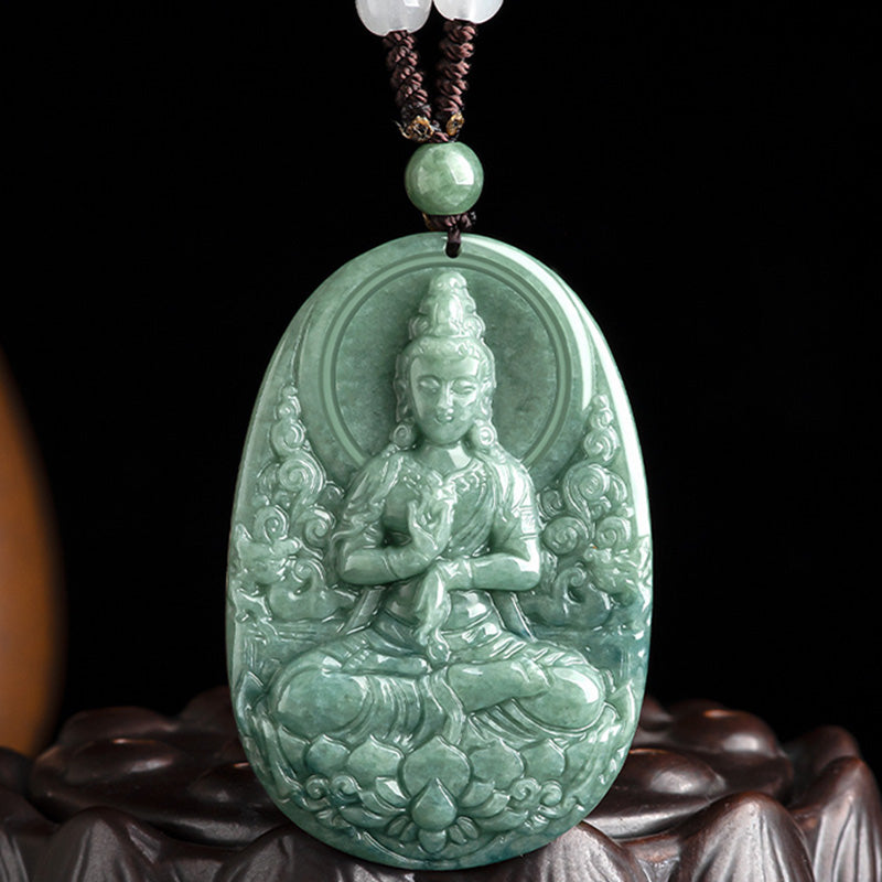 Natürliche Jade Avalokitesvara Reichtum &amp; Erfolg Halskette 45cm