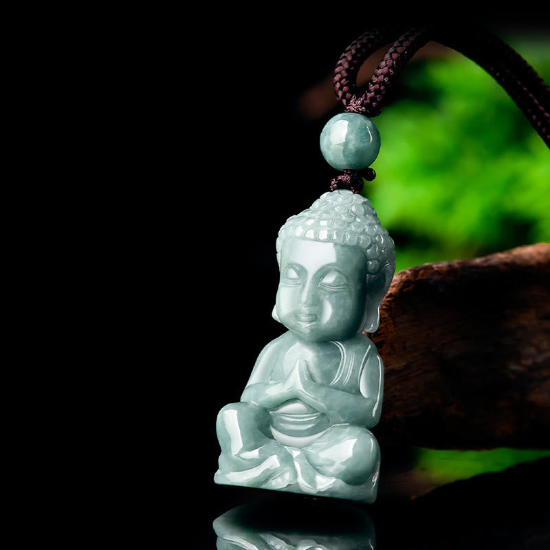 Natürliche Jade Buddha Amulett Halskette | Meditation &amp; Gelassenheit