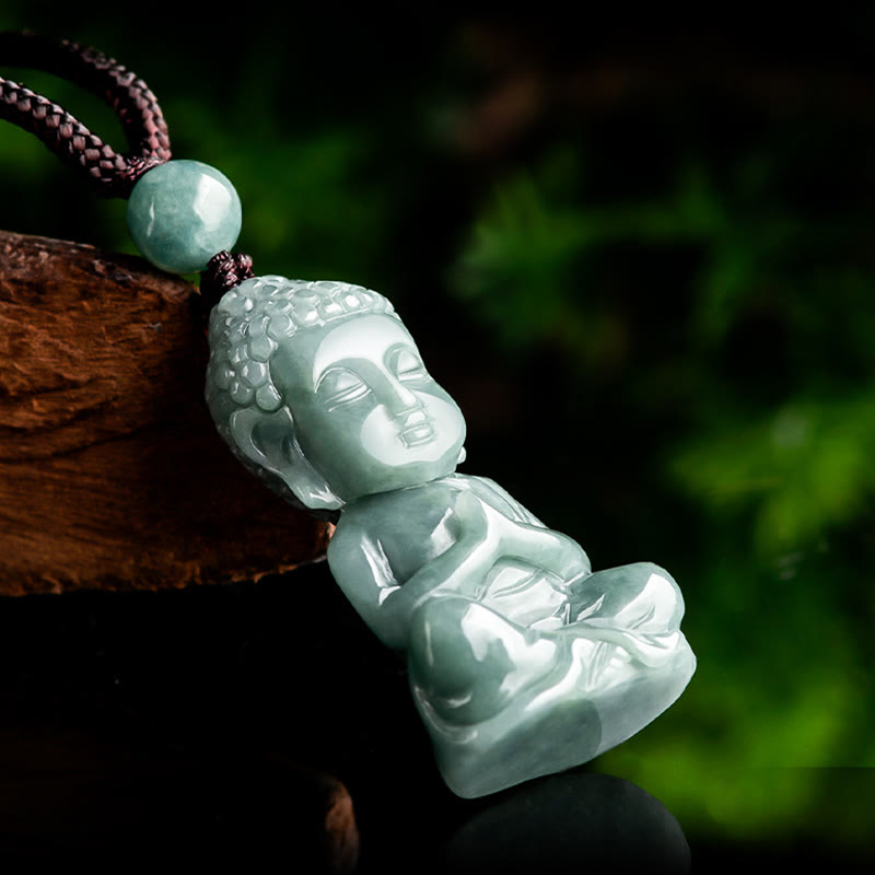 Natürliche Jade Buddha Amulett Halskette | Meditation &amp; Gelassenheit