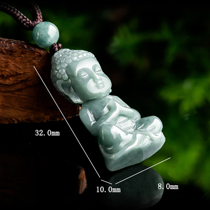 Natürliche Jade Buddha Amulett Halskette | Meditation &amp; Gelassenheit