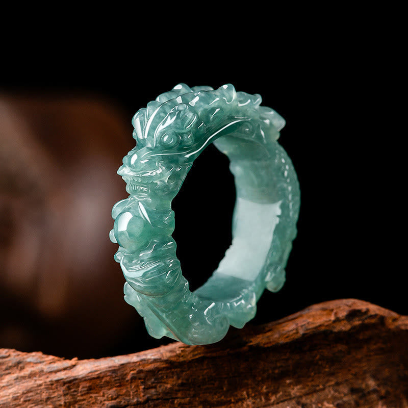Natürlicher Jade-Drachen-Erfolgsring