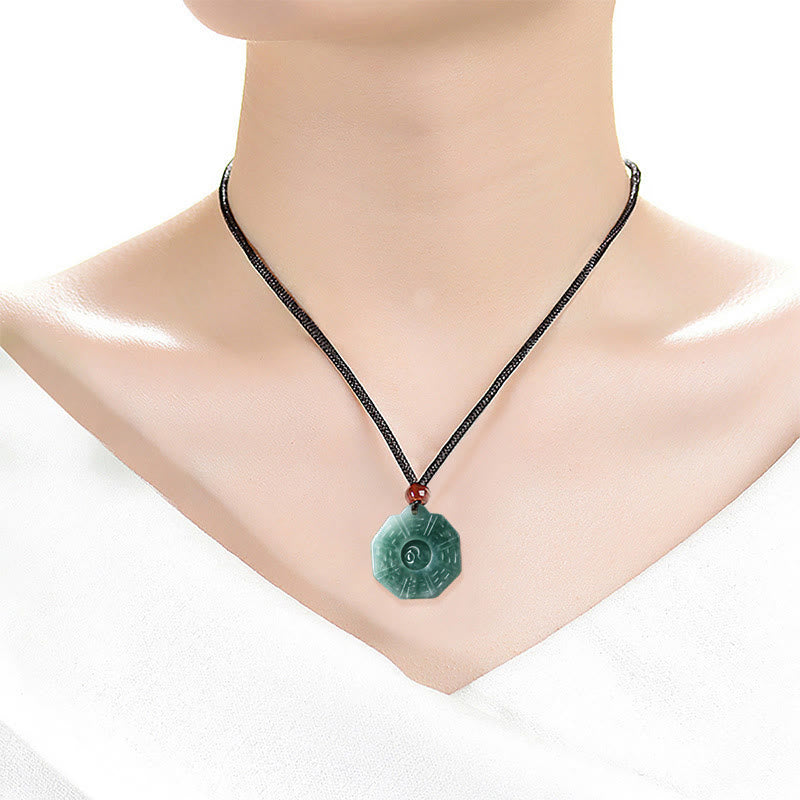 Natürliche Jade Feng Shui Bagua Yin Yang Wohlstand Halskette