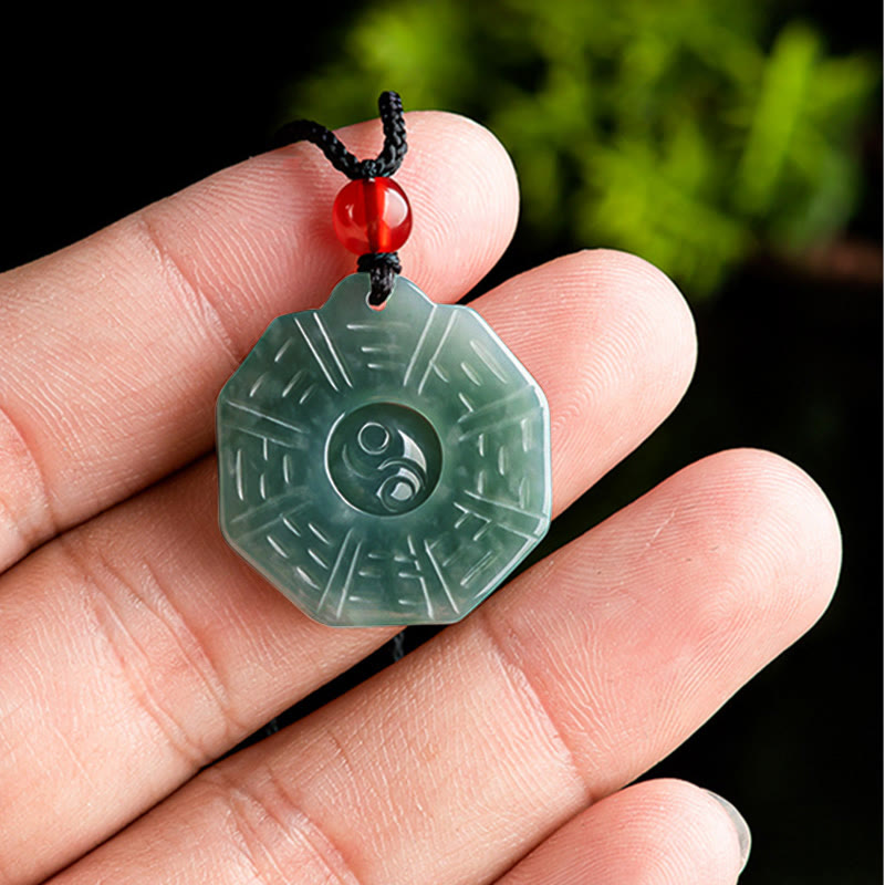Natürliche Jade Feng Shui Bagua Yin Yang Wohlstand Halskette