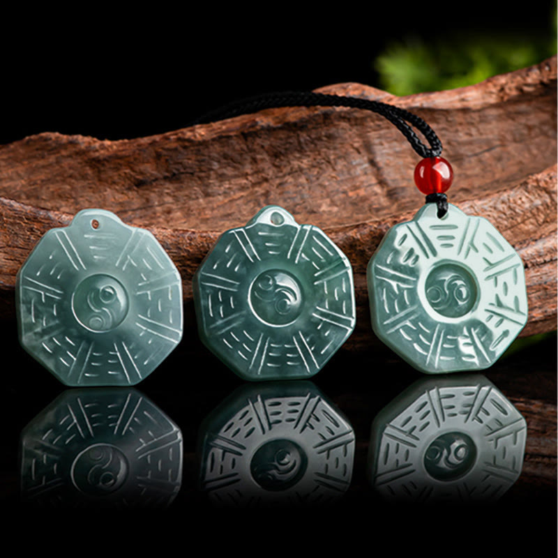 Natürliche Jade Feng Shui Bagua Yin Yang Wohlstand Halskette