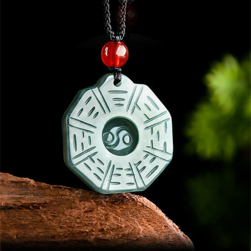 Natürliche Jade Feng Shui Bagua Yin Yang Wohlstand Halskette