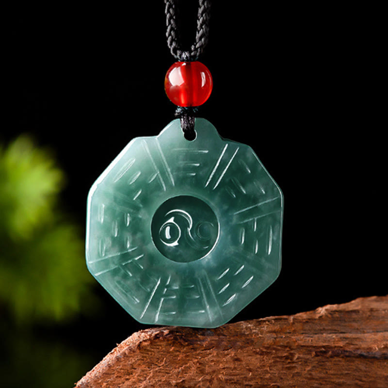 Natürliche Jade Feng Shui Bagua Yin Yang Wohlstand Halskette