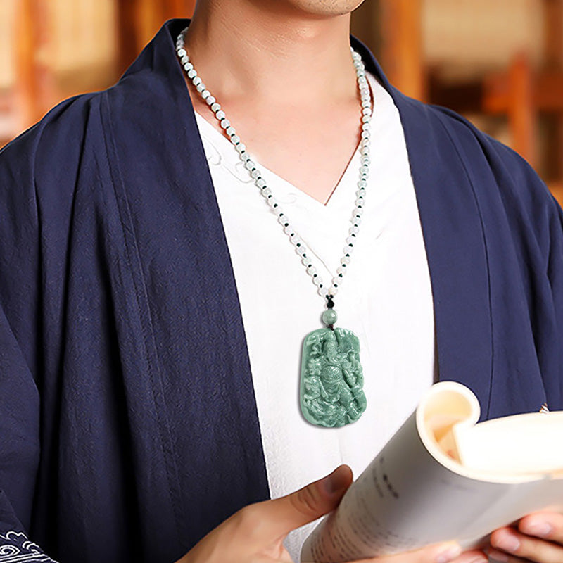 Natürliche Jade Guan Gong Reichtum Halskette Anhänger