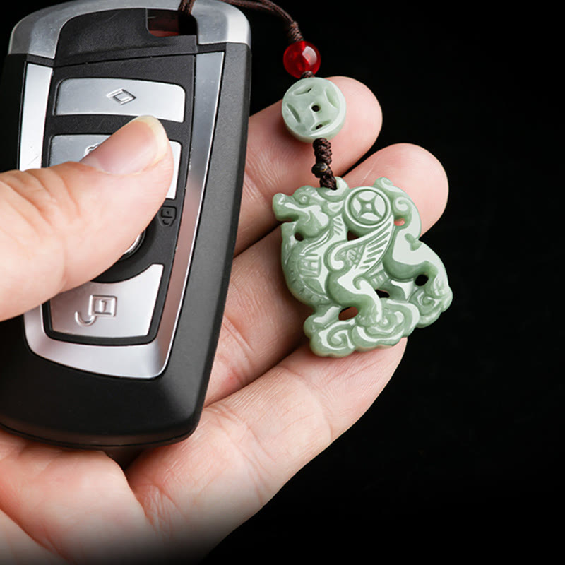 Natürliche Jade Kirin Wohlstand Hängende Dekoration für Telefon