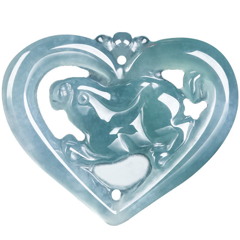 Natürliche Jade Liebe Herz Kaninchen Glück Halskette Anhänger