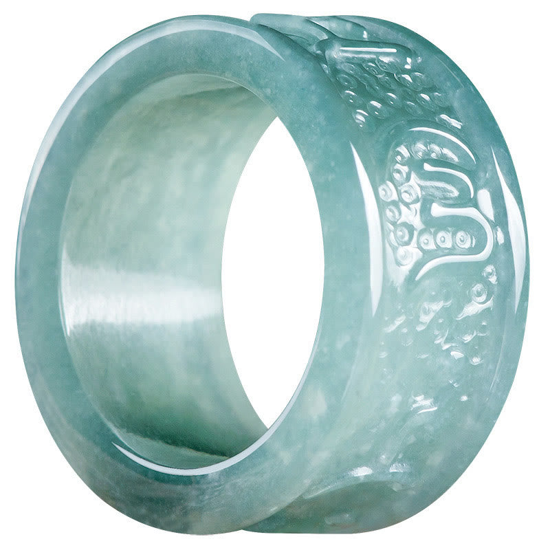Natürlicher Jade Om Mani Padme Hum Wohlstandsring 18mm