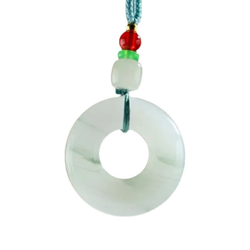 Natürliche Jade-Halskette mit Friedensschnalle und Wohlstandssymbol, 45 cm