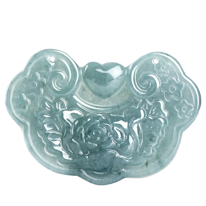 Halskettenanhänger „Pfingstrosenblüte“ aus natürlicher Jade, 32,5 mm