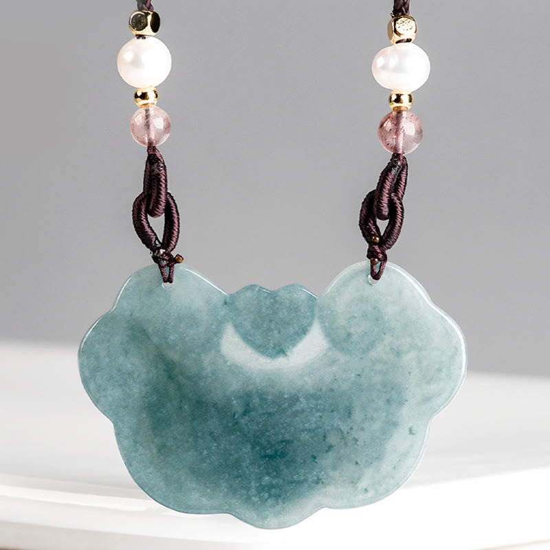 Halskettenanhänger „Pfingstrosenblüte“ aus natürlicher Jade, 32,5 mm