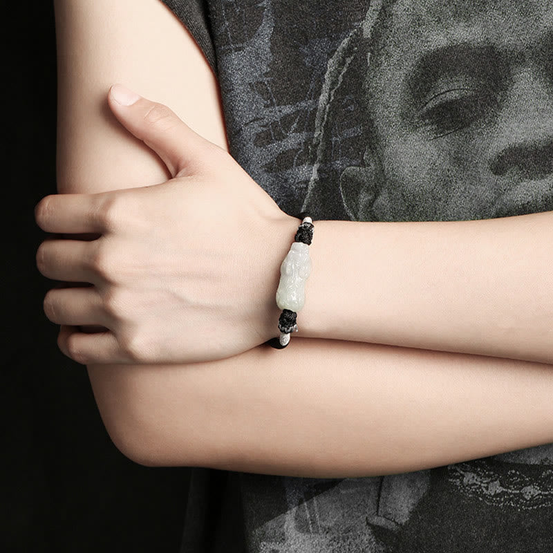 Natürliches Jade-PiXiu-Armband für Glück und Wohlstand, 14–26 cm