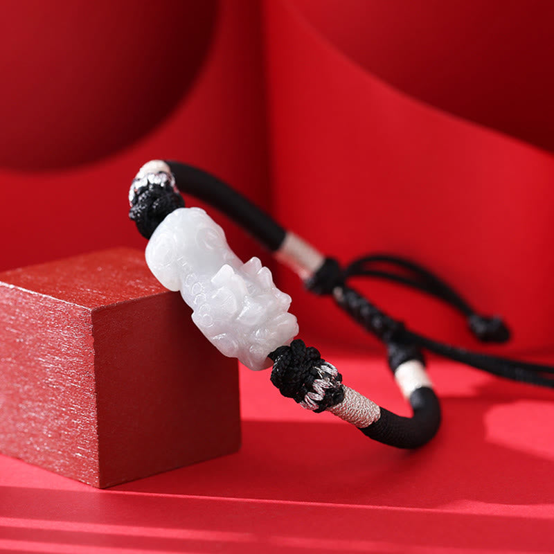 Natürliches Jade-PiXiu-Armband für Glück und Wohlstand, 14–26 cm