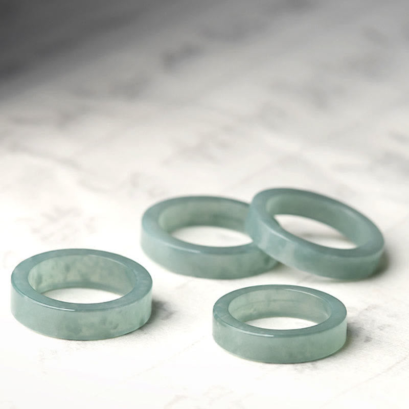 Natürlicher Jade-Glücksring 18 mm rund/quadratisch | Heilende Klänge