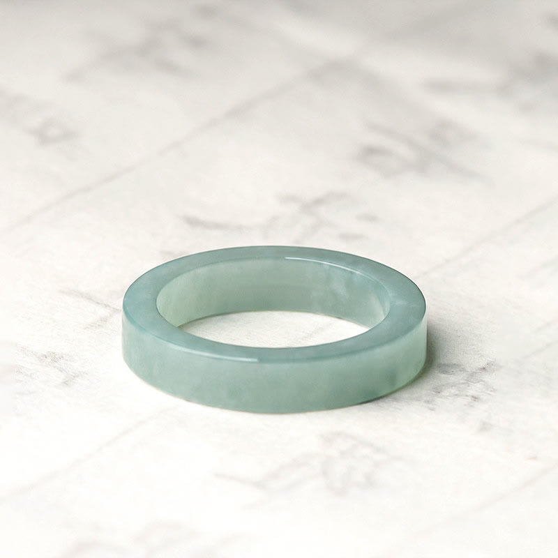Natürlicher Jade-Glücksring 18 mm rund/quadratisch | Heilende Klänge