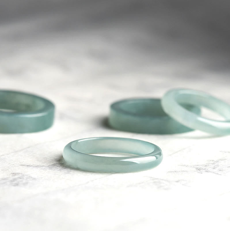 Natürlicher Jade-Glücksring 18 mm rund/quadratisch | Heilende Klänge