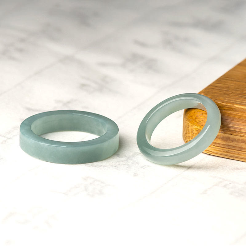 Natürlicher Jade-Glücksring 18 mm rund/quadratisch | Heilende Klänge