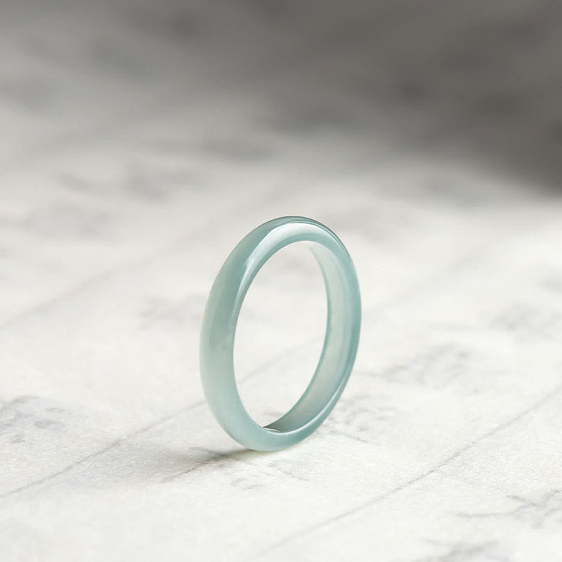 Natürlicher Jade-Glücksring 18 mm rund/quadratisch | Heilende Klänge