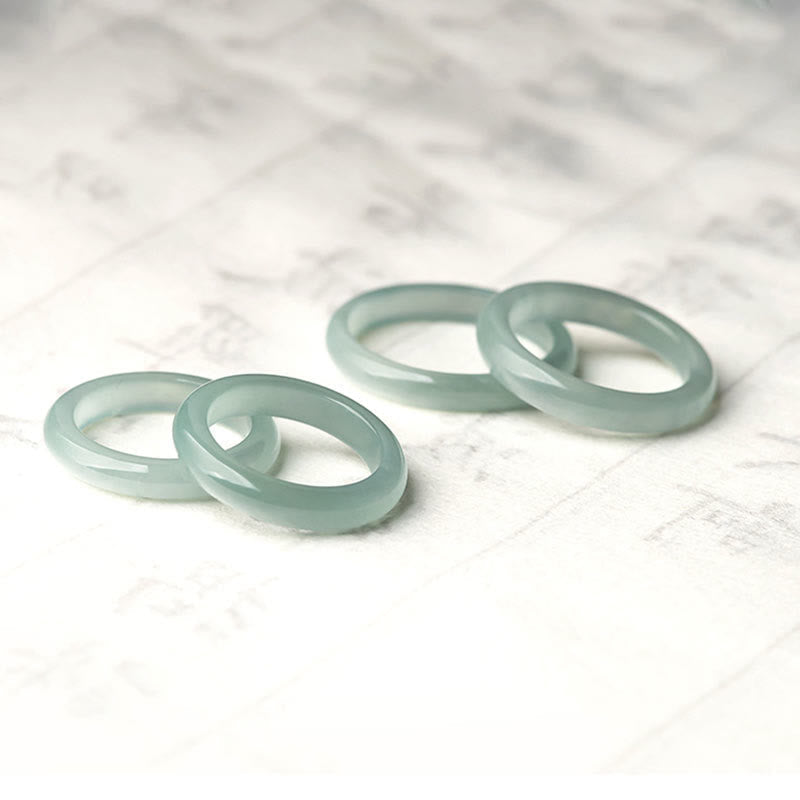 Natürlicher Jade-Glücksring 18 mm rund/quadratisch | Heilende Klänge