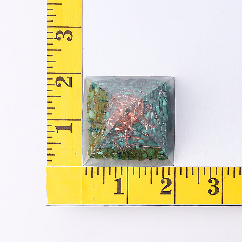 Natural Malachite Tree of Life Resin Pyramid Crystal Healing Sculpture