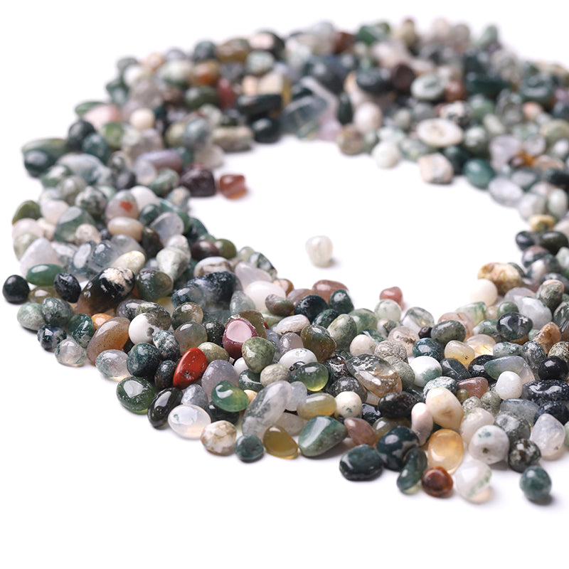 Natürlicher Moosachat, Trommelsteine, Splitter, 5–9 mm