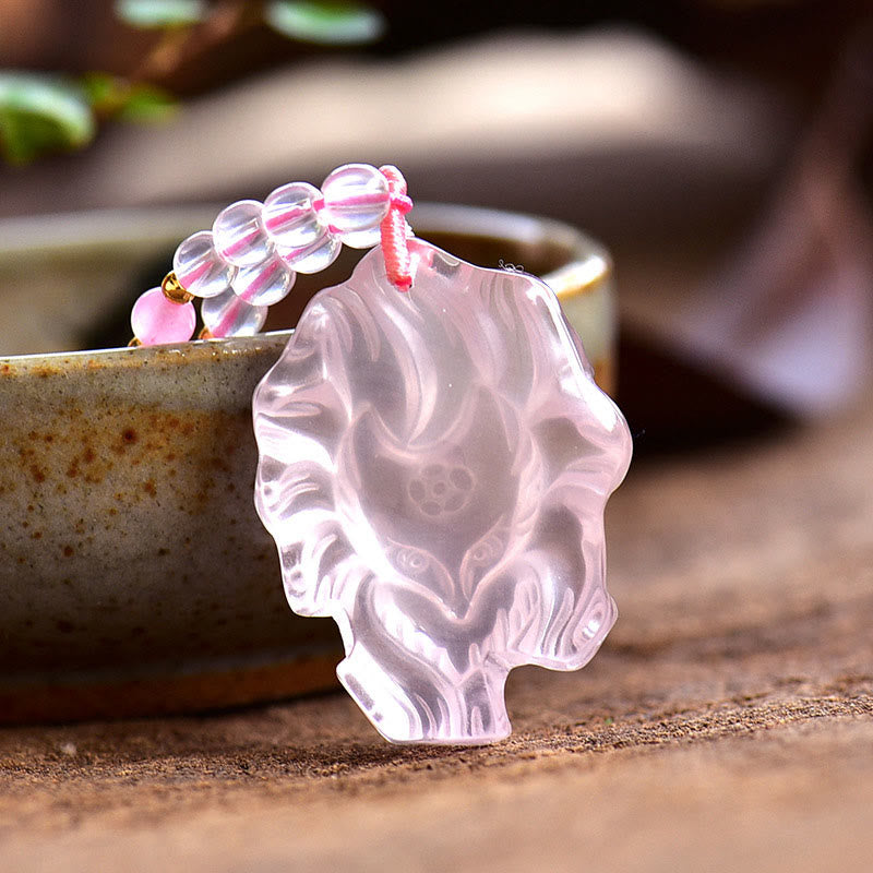 Natürliche rosa Kristall Neunschwänzige Fuchs Liebe Halskette