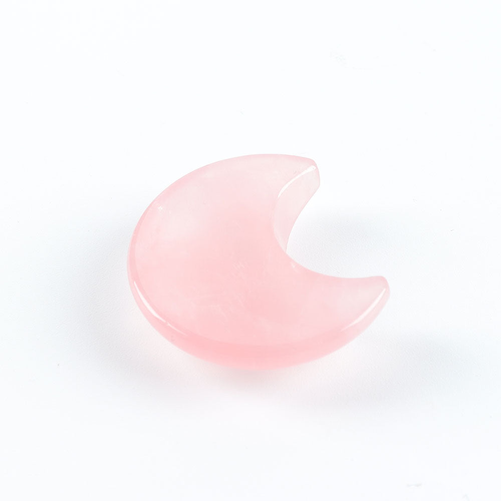 Natural Rose Quartz Moon-Shaped Palm Stone for Healing