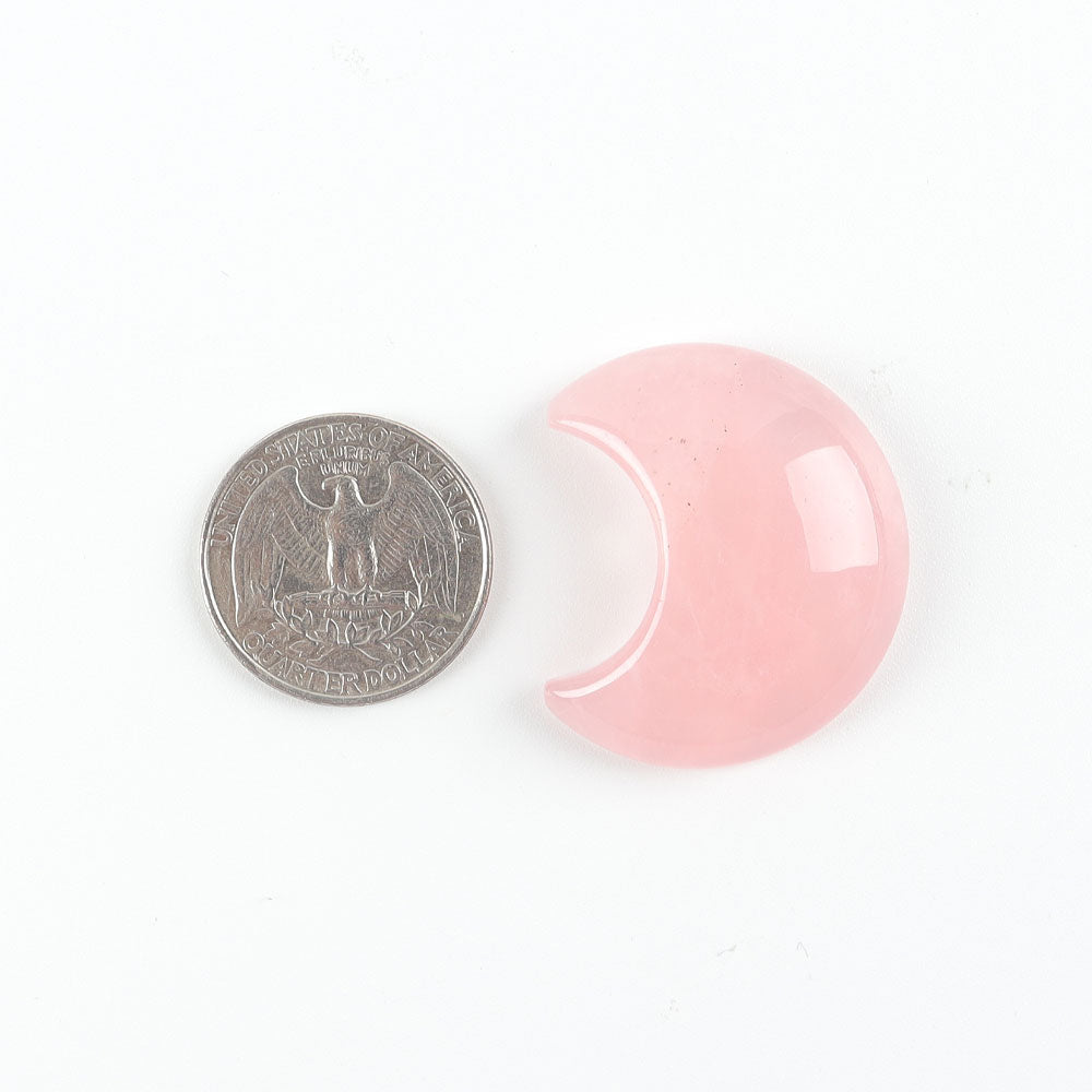 Natural Rose Quartz Moon-Shaped Palm Stone for Healing