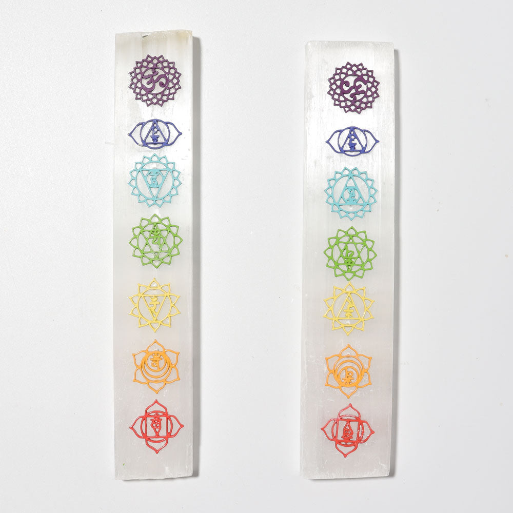 Natural Selenite 7 Chakra Crystal Wand for Energy Healing