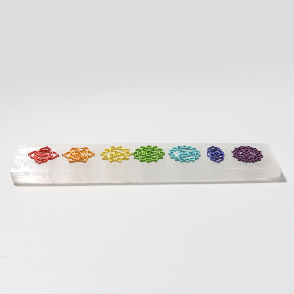 Natural Selenite 7 Chakra Crystal Wand for Energy Healing
