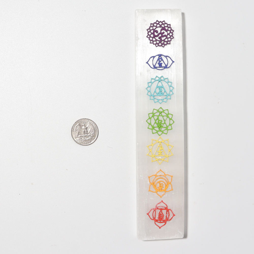 Natural Selenite 7 Chakra Crystal Wand for Energy Healing