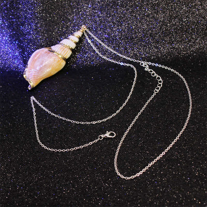 Natürliche Shankha-Muschelschale, spirituelle Glückskette