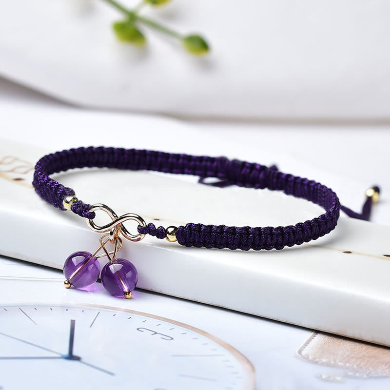 Natürliches Erdbeerquarz-Amethyst-Grün-Phantom-Armband für positive Energie