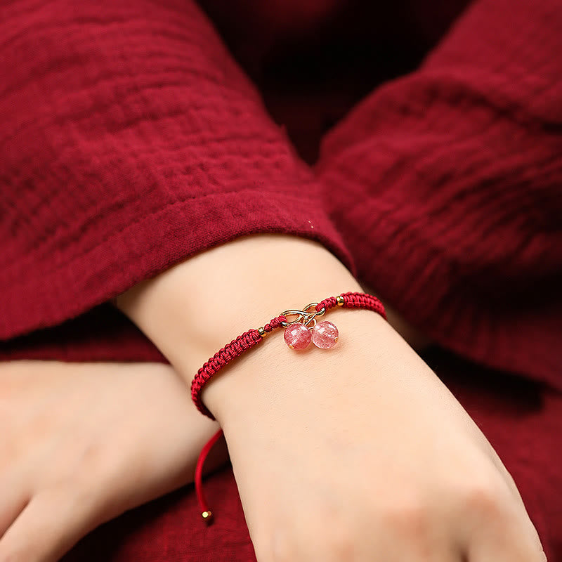 Natürliches Erdbeerquarz-Amethyst-Grün-Phantom-Armband für positive Energie