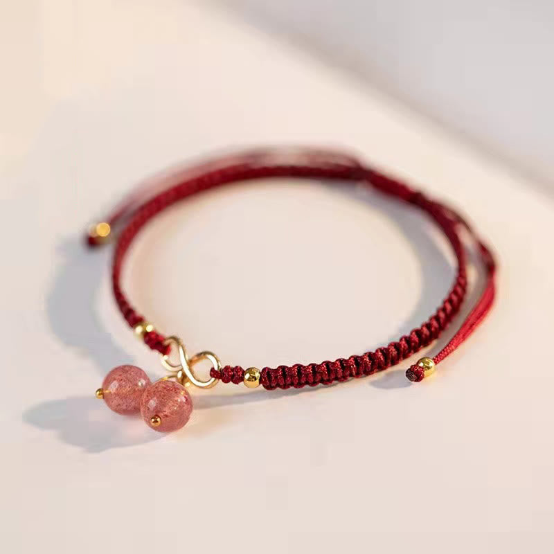 Natürliches Erdbeerquarz-Amethyst-Grün-Phantom-Armband für positive Energie