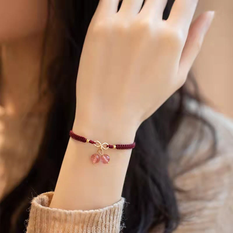 Natürliches Erdbeerquarz-Amethyst-Grün-Phantom-Armband für positive Energie