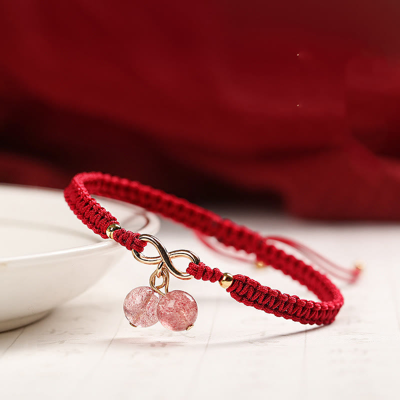 Natürliches Erdbeerquarz-Amethyst-Grün-Phantom-Armband für positive Energie
