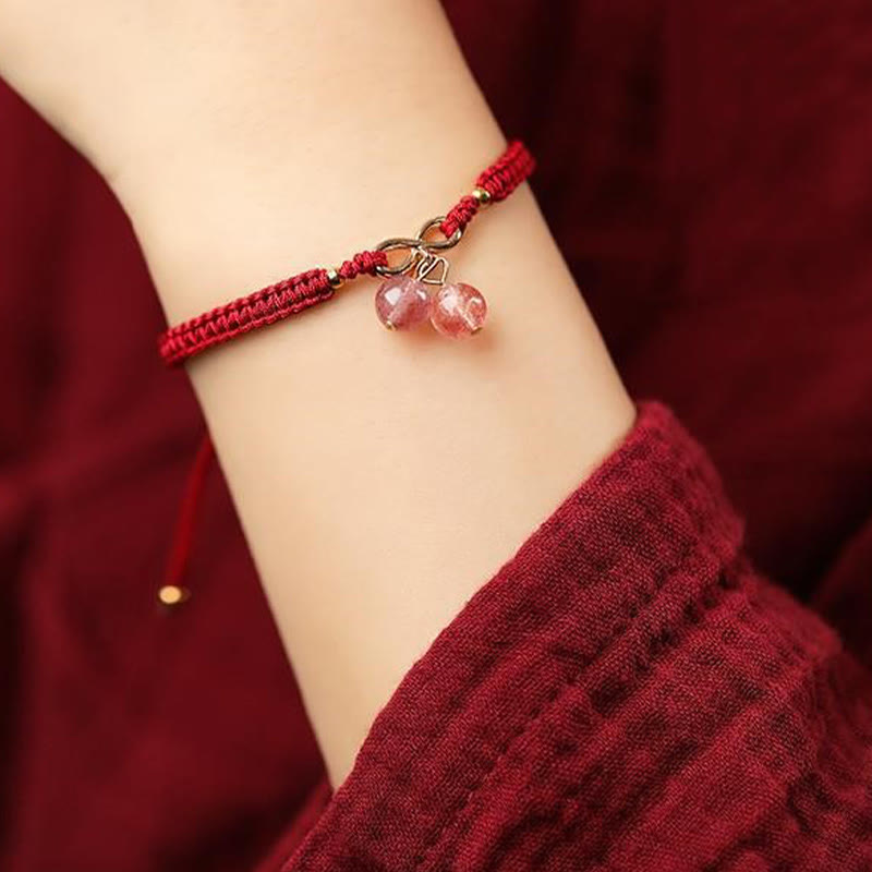 Natürliches Erdbeerquarz-Amethyst-Grün-Phantom-Armband für positive Energie