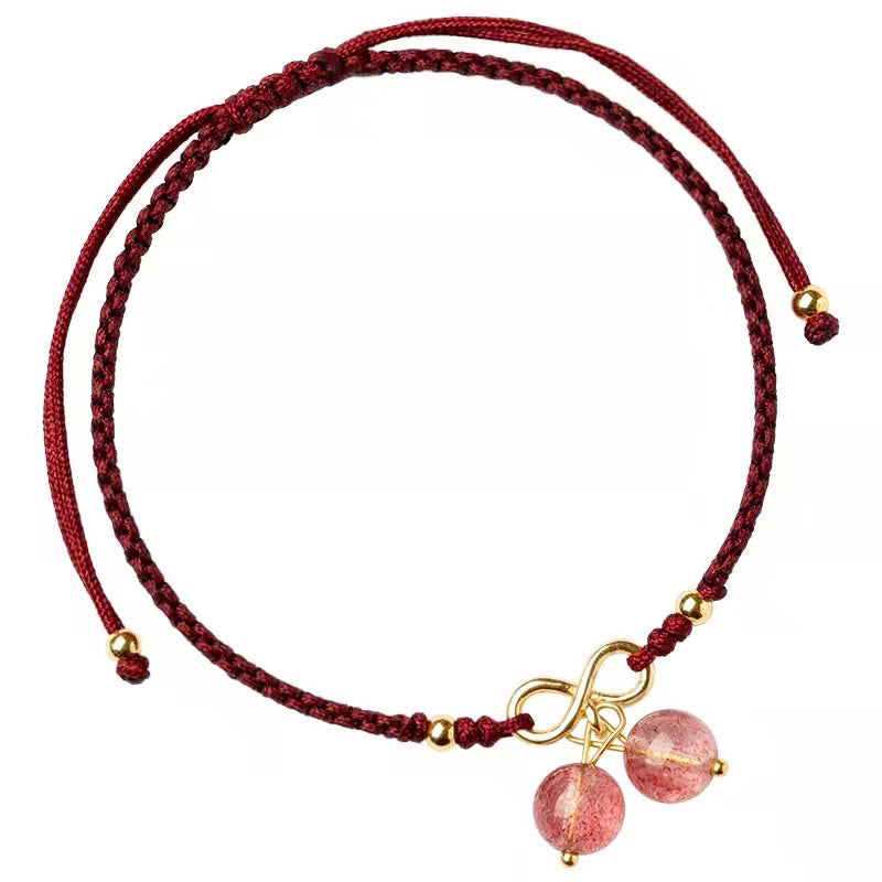 Natürliches Erdbeerquarz-Amethyst-Grün-Phantom-Armband für positive Energie