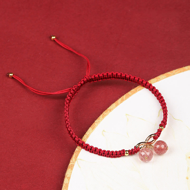 Natürliches Erdbeerquarz-Amethyst-Grün-Phantom-Armband für positive Energie