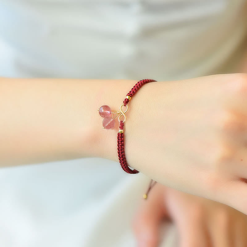 Natürliches Erdbeerquarz-Amethyst-Grün-Phantom-Armband für positive Energie