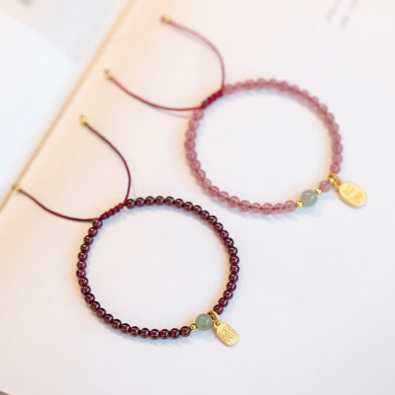 Natürliches Erdbeerquarz-Granat-Jade-Glücks-Heilarmband