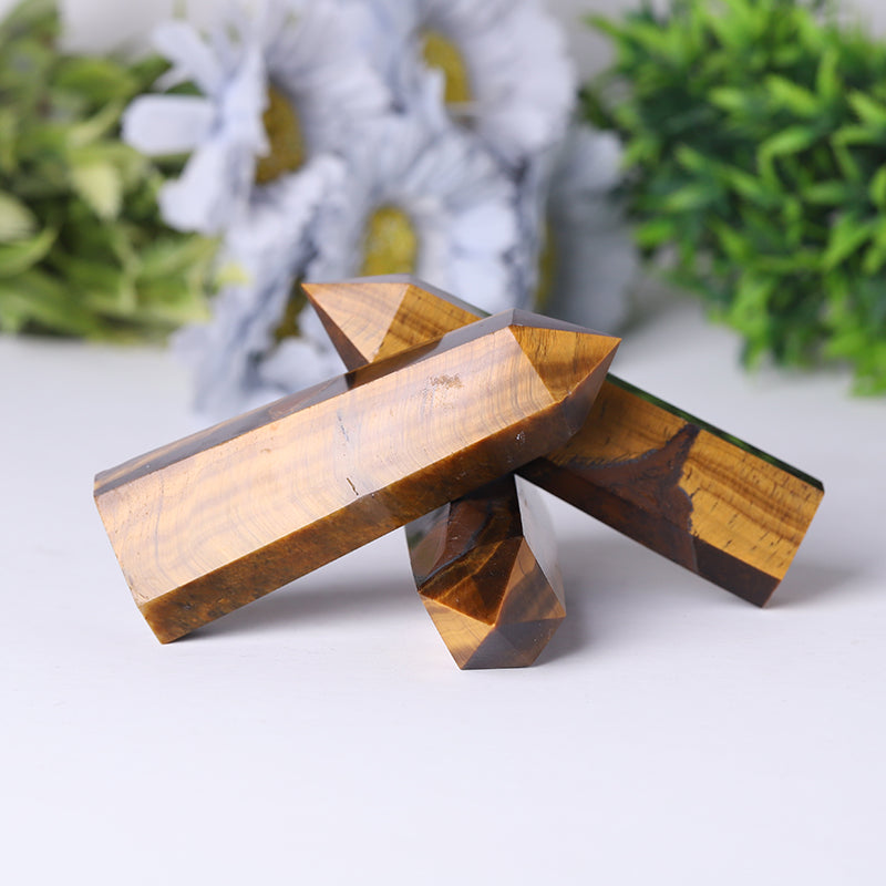 Natural Yellow Tiger Eye Crystal Point Wands 2.4-4.5 Inch