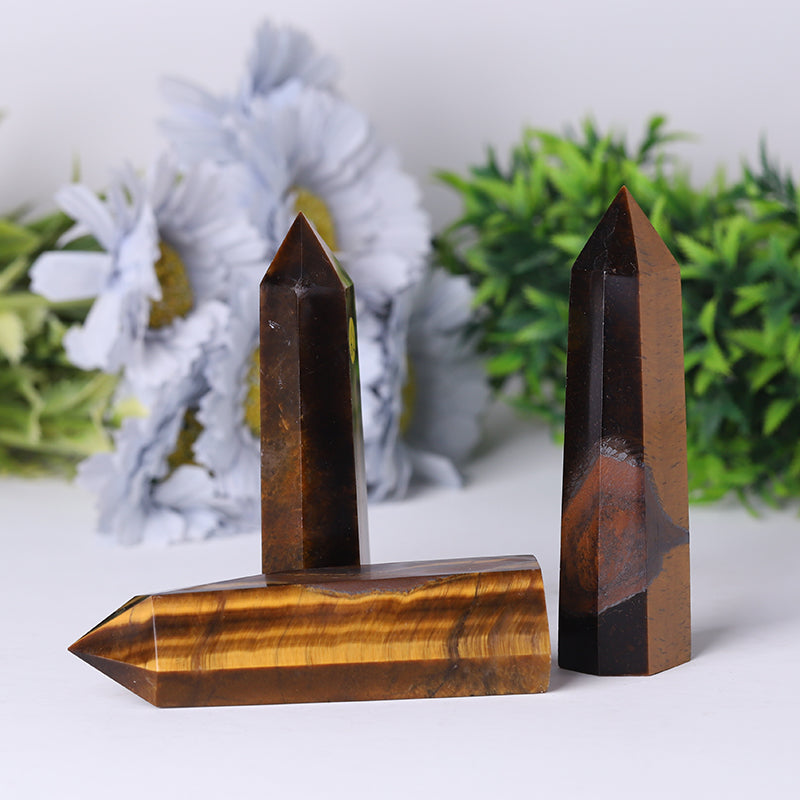 Natural Yellow Tiger Eye Crystal Point Wands 2.4-4.5 Inch