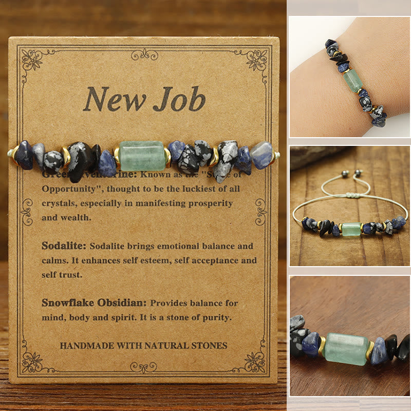 Neues Job-Obsidian-Armband mit grünem Aventurin und Sodalith für Glück